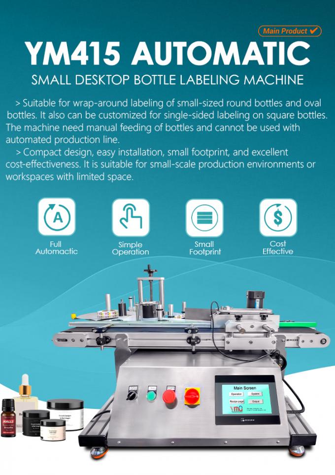 YM415 Automatic Label Applicator for Round Bottle Positioning Labeling ...